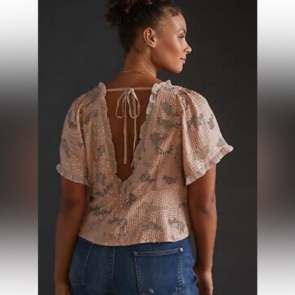 Anthropologie Forever That Girl Sequined V-Neck Blouse Sz. L NWT - Picture 4 of 7